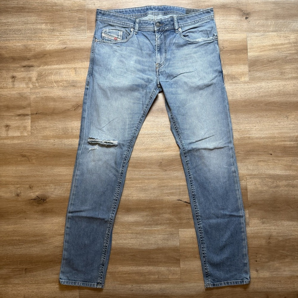 Diesel Jeans Men 33x32 Blue Thommer-X Slim Fit Stretch Denim Distress Wash 009EI